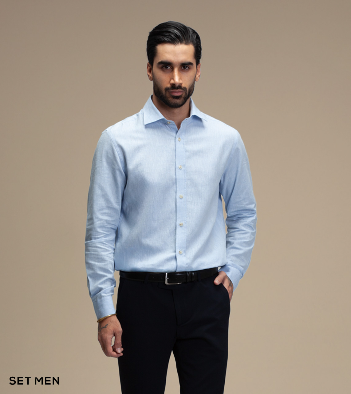 پیراهن مردانه لینن آستین بلند