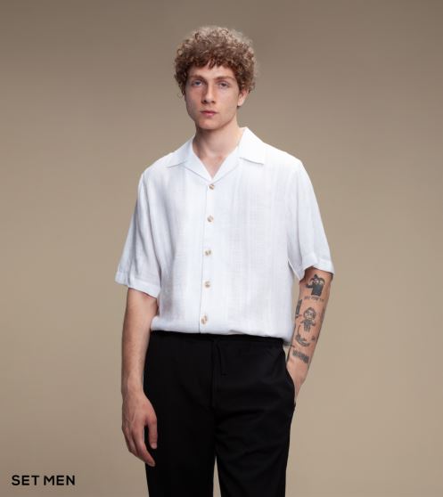 پیراهن مردانه آستین کوتاه کنفی