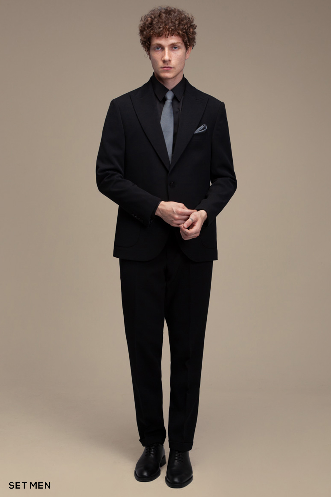 کت و شلوار سه تکه یقه بلیزر تک دکمه