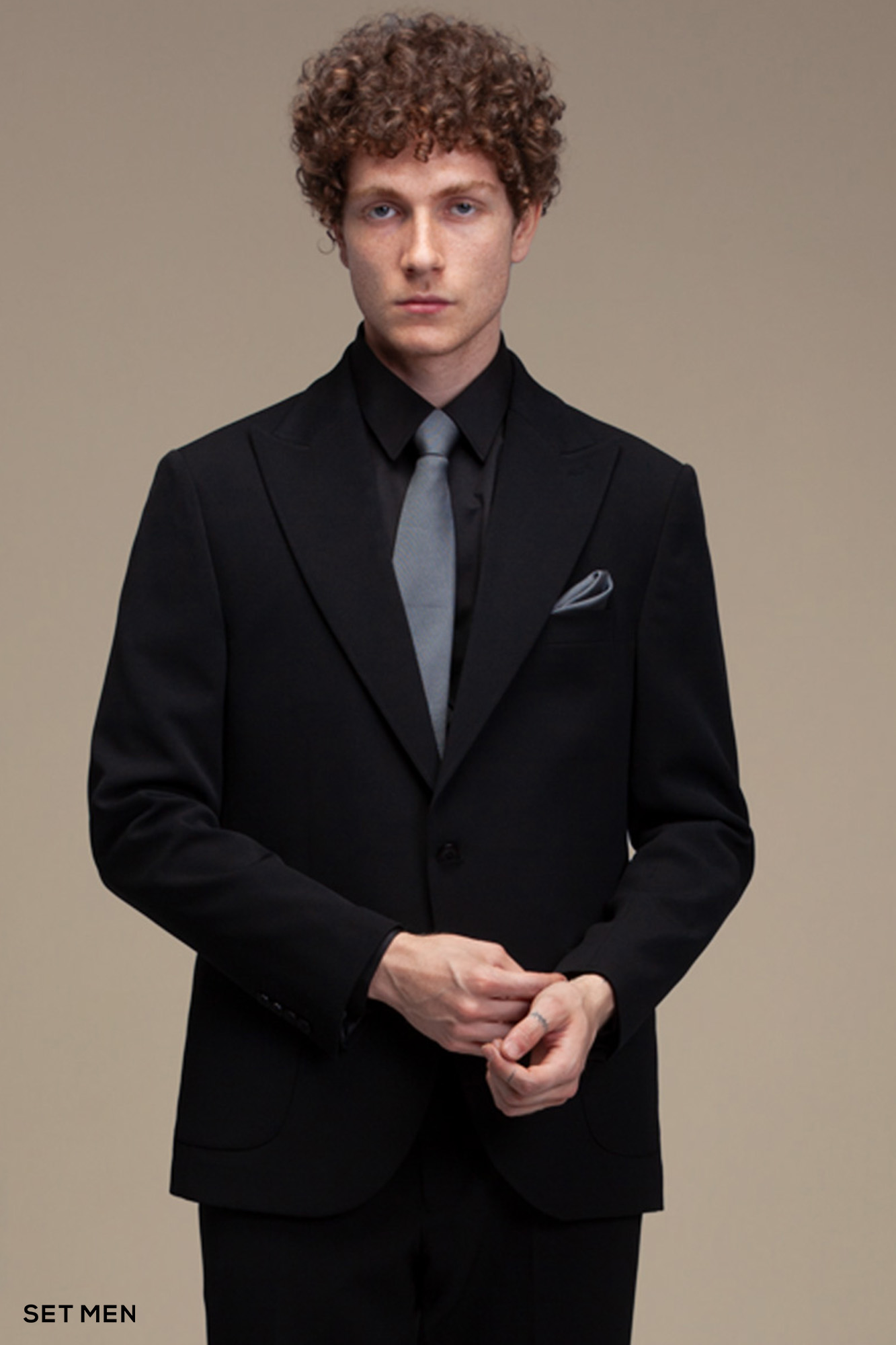 کت و شلوار سه تکه یقه بلیزر تک دکمه