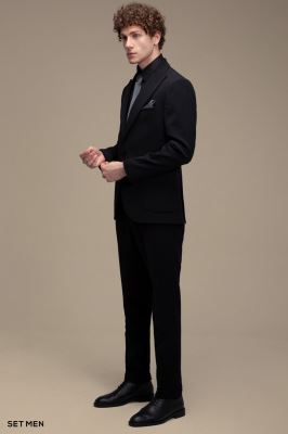 کت و شلوار سه تکه یقه بلیزر تک دکمه