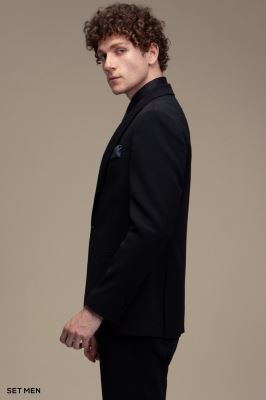 کت و شلوار سه تکه یقه بلیزر تک دکمه