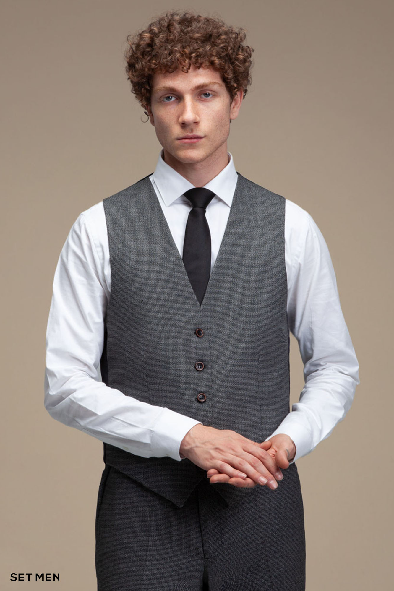 کت و شلوار مردانه سه تکه یقه بلیزر دو دکمه