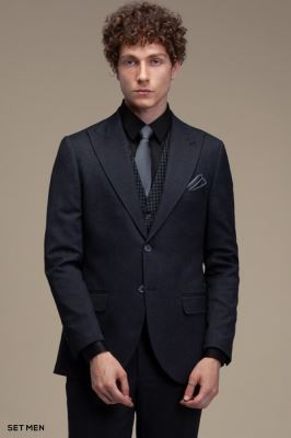 کت و شلوار سه تکه یقه بلیزر دو دکمه