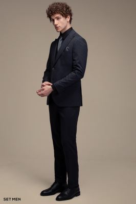 کت و شلوار سه تکه یقه بلیزر دو دکمه