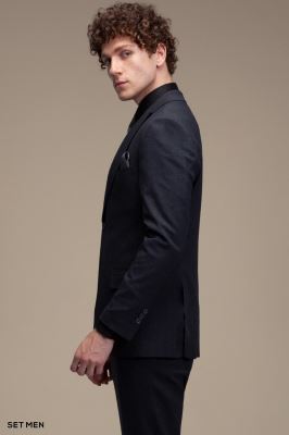 کت و شلوار سه تکه یقه بلیزر دو دکمه