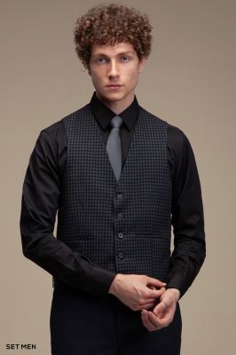 کت و شلوار سه تکه یقه بلیزر دو دکمه