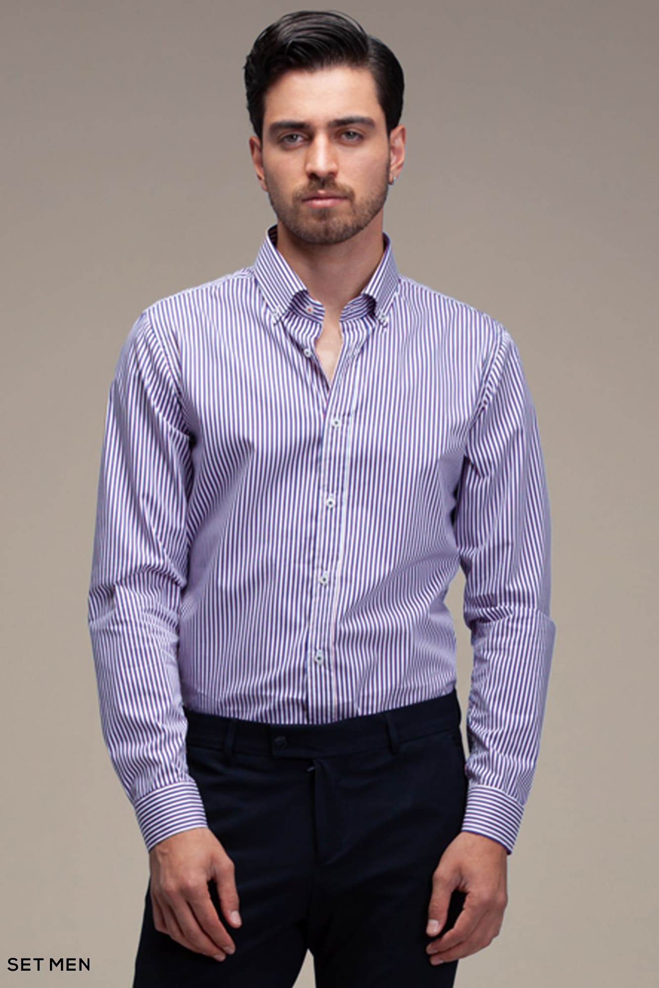 پیراهن مردانه آستین بلند راه راه