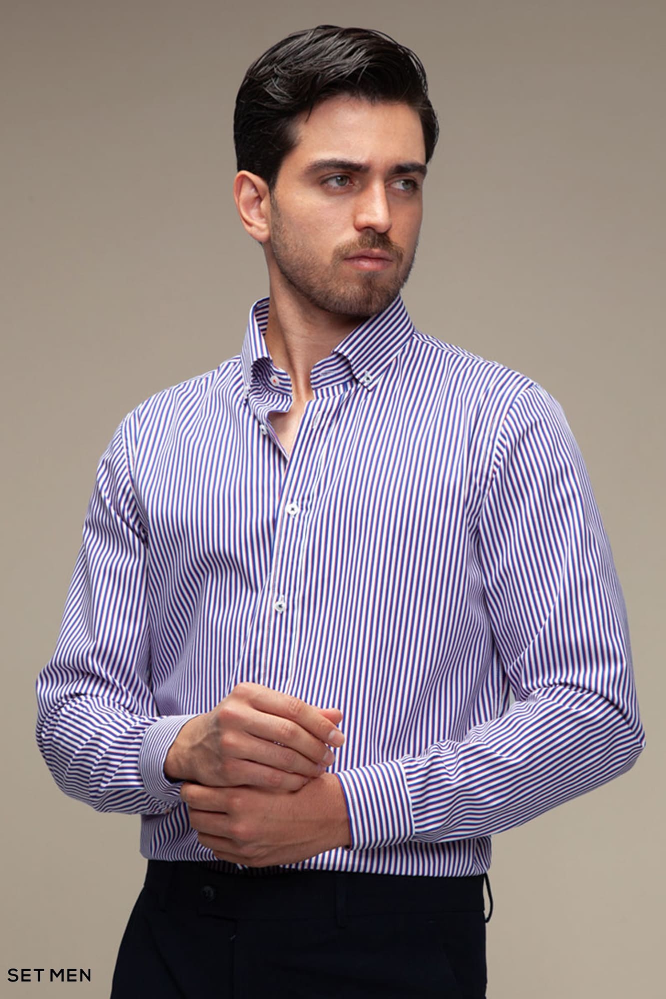 پیراهن مردانه آستین بلند راه راه