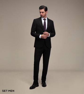 کت و شلوار مردانه دو تکه یقه بلیزر تک دکمه