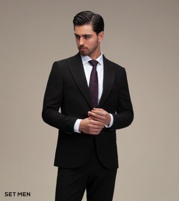 کت و شلوار مردانه دو تکه یقه بلیزر تک دکمه