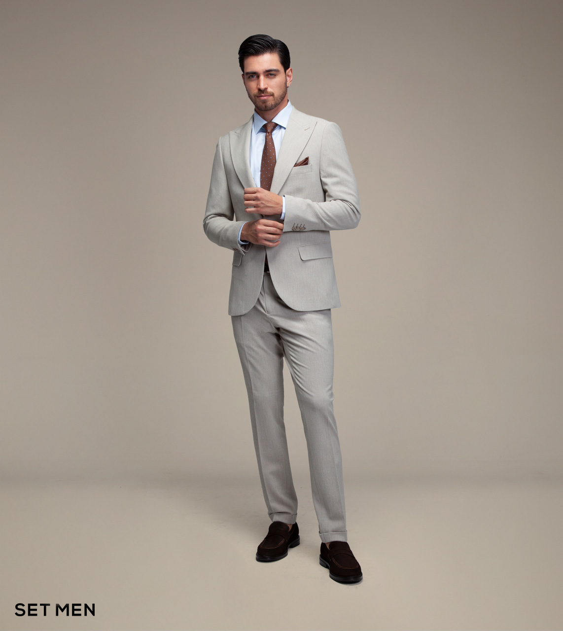 کت و شلوار مردانه دو تکه یقه بلیزر تک دکمه