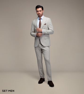 کت و شلوار مردانه دو تکه یقه بلیزر تک دکمه