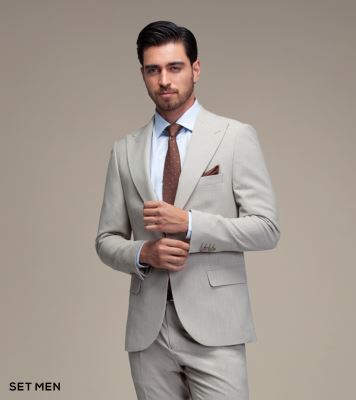 کت و شلوار مردانه دو تکه یقه بلیزر تک دکمه