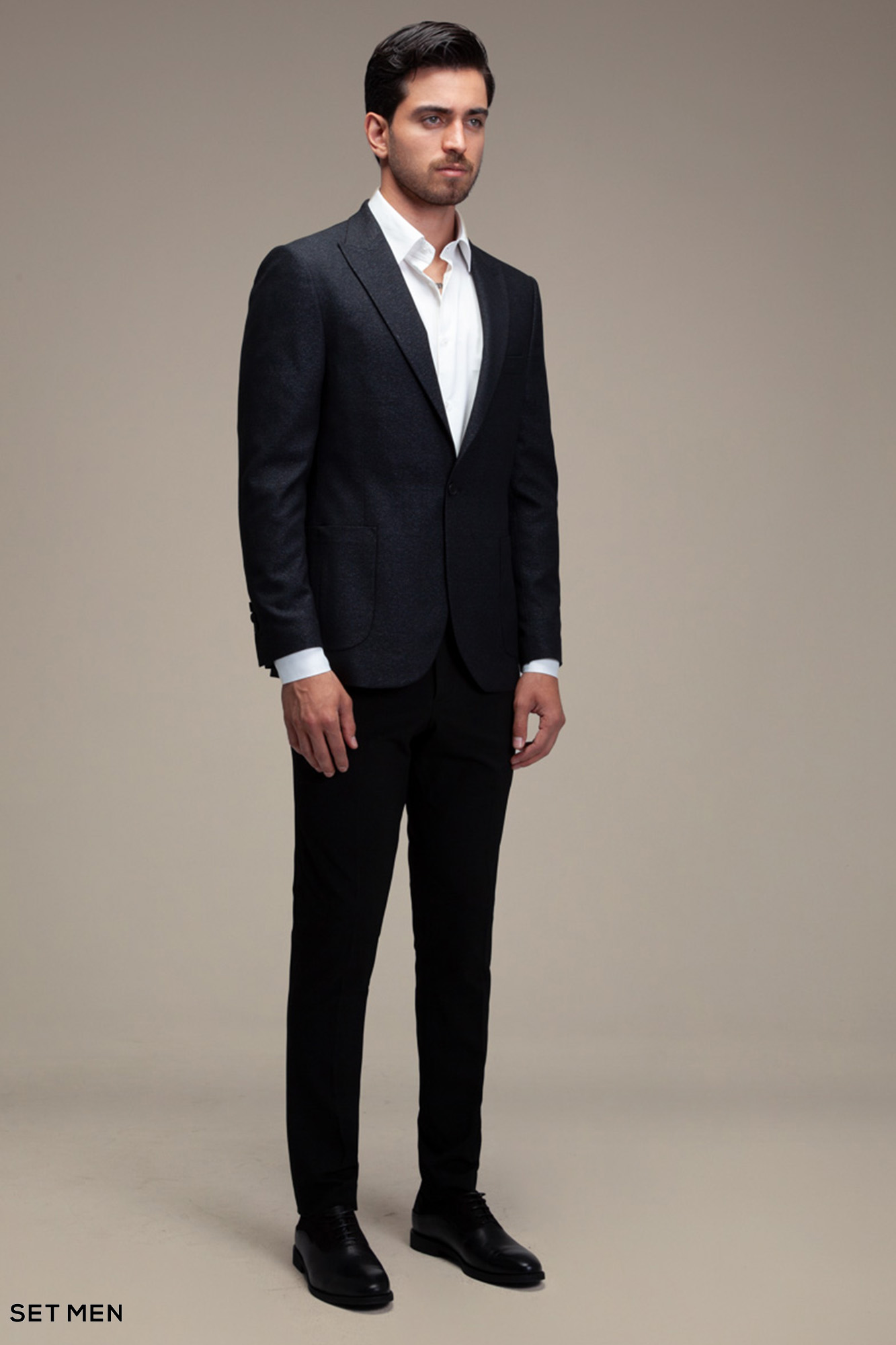 کت تک مردانه یقه بلیزر تک دکمه دوچاک