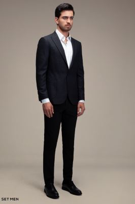 کت تک مردانه یقه بلیزر تک دکمه دوچاک