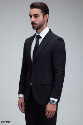 کت و شلوار مردانه دوتکه یقه انگلیسی تک دکمه دوچاک