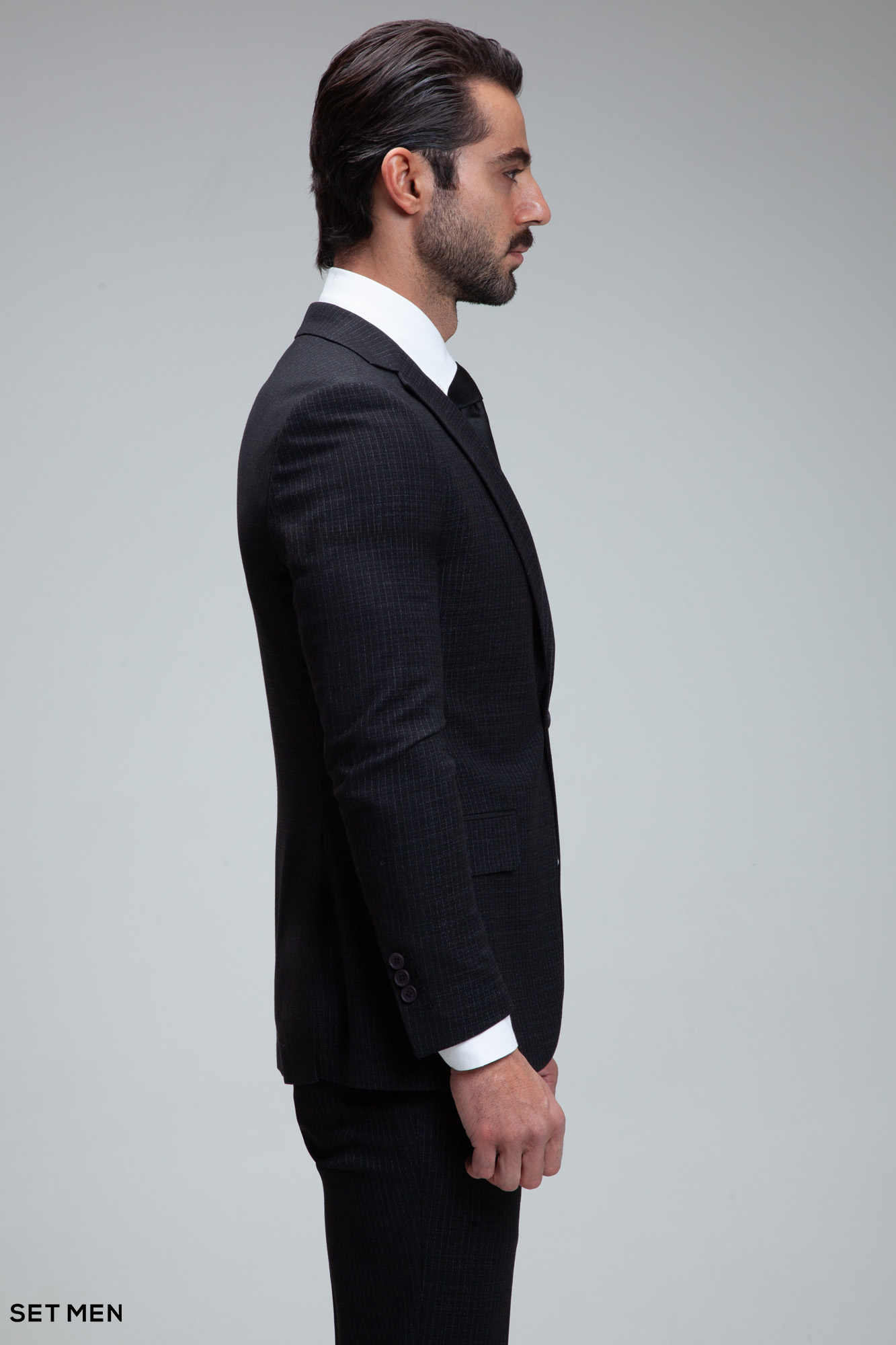 کت و شلوار مردانه دوتکه یقه انگلیسی تک دکمه دوچاک