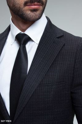 کت و شلوار مردانه دوتکه یقه انگلیسی تک دکمه دوچاک