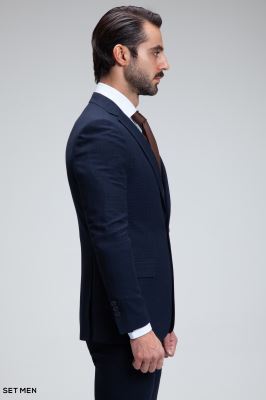 کت و شلوار مردانه دوتکه یقه انگلیسی تک دکمه دوچاک