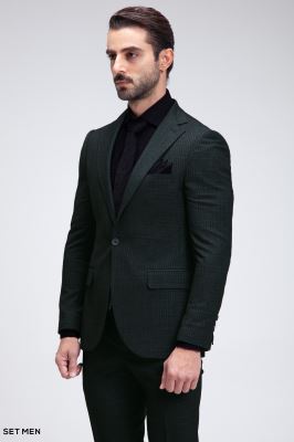 کت و شلوار مردانه دوتکه یقه انگلیسی تک دکمه دوچاک