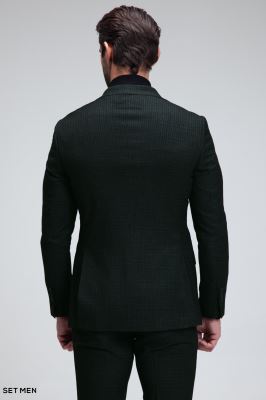 کت و شلوار مردانه دوتکه یقه انگلیسی تک دکمه دوچاک