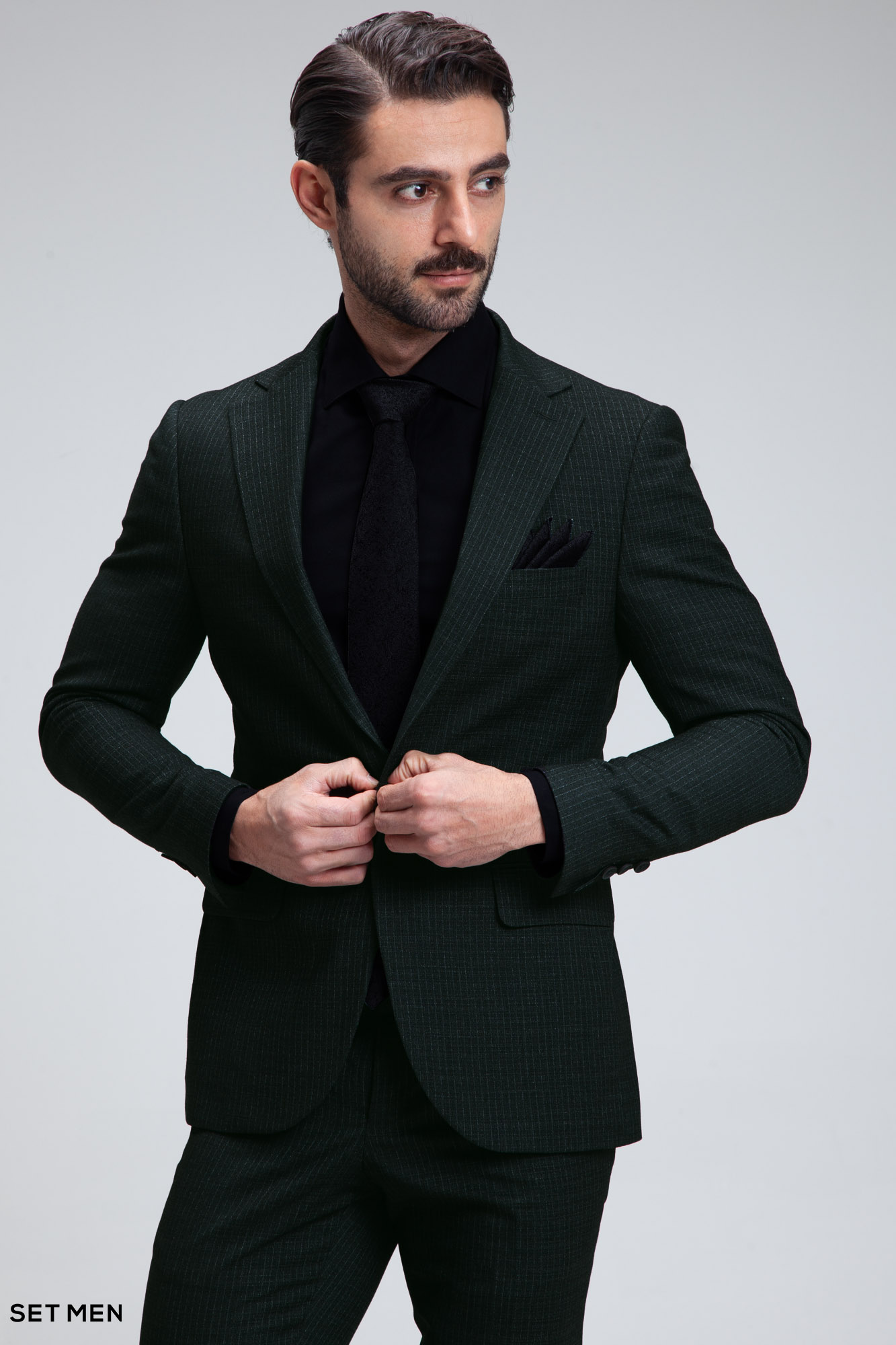 کت و شلوار مردانه دوتکه یقه انگلیسی تک دکمه دوچاک