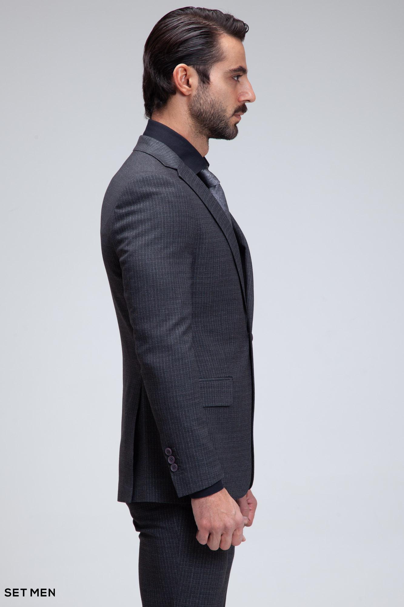 کت و شلوار مردانه دوتکه یقه انگلیسی تک دکمه دوچاک