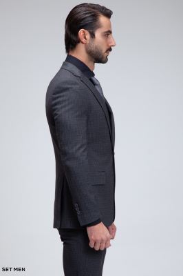 کت و شلوار مردانه دوتکه یقه انگلیسی تک دکمه دوچاک