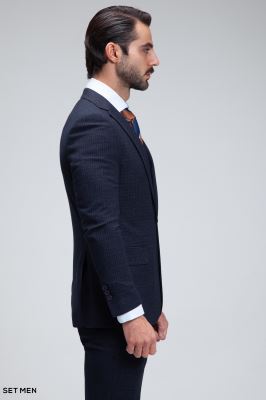 کت و شلوار مردانه دوتکه یقه انگلیسی تک دکمه دوچاک