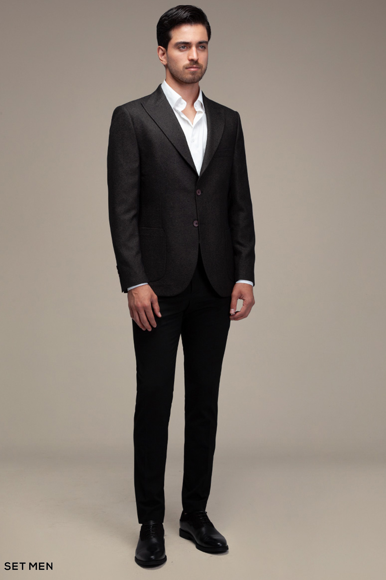 کت تک مردانه یقه بلیزر نیم آستر دودکمه دوچاک