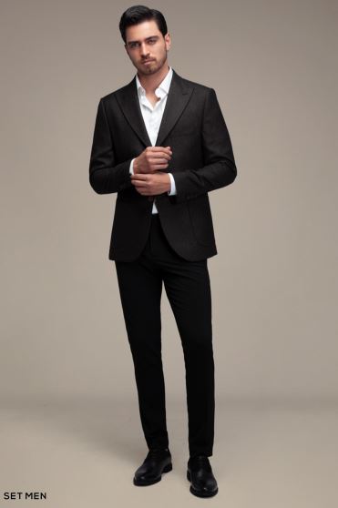 کت تک مردانه یقه بلیزر نیم آستر دودکمه دوچاک