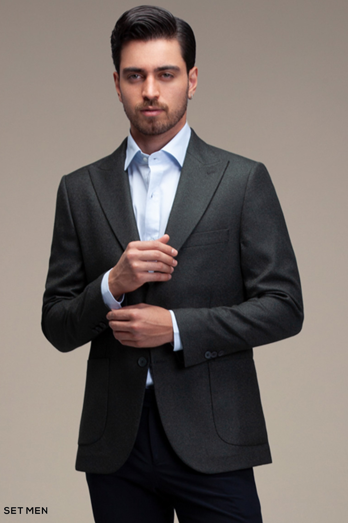 کت تک مردانه یقه بلیزر نیم آستر دودکمه دوچاک