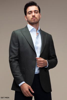 کت تک مردانه یقه بلیزر نیم آستر دودکمه دوچاک