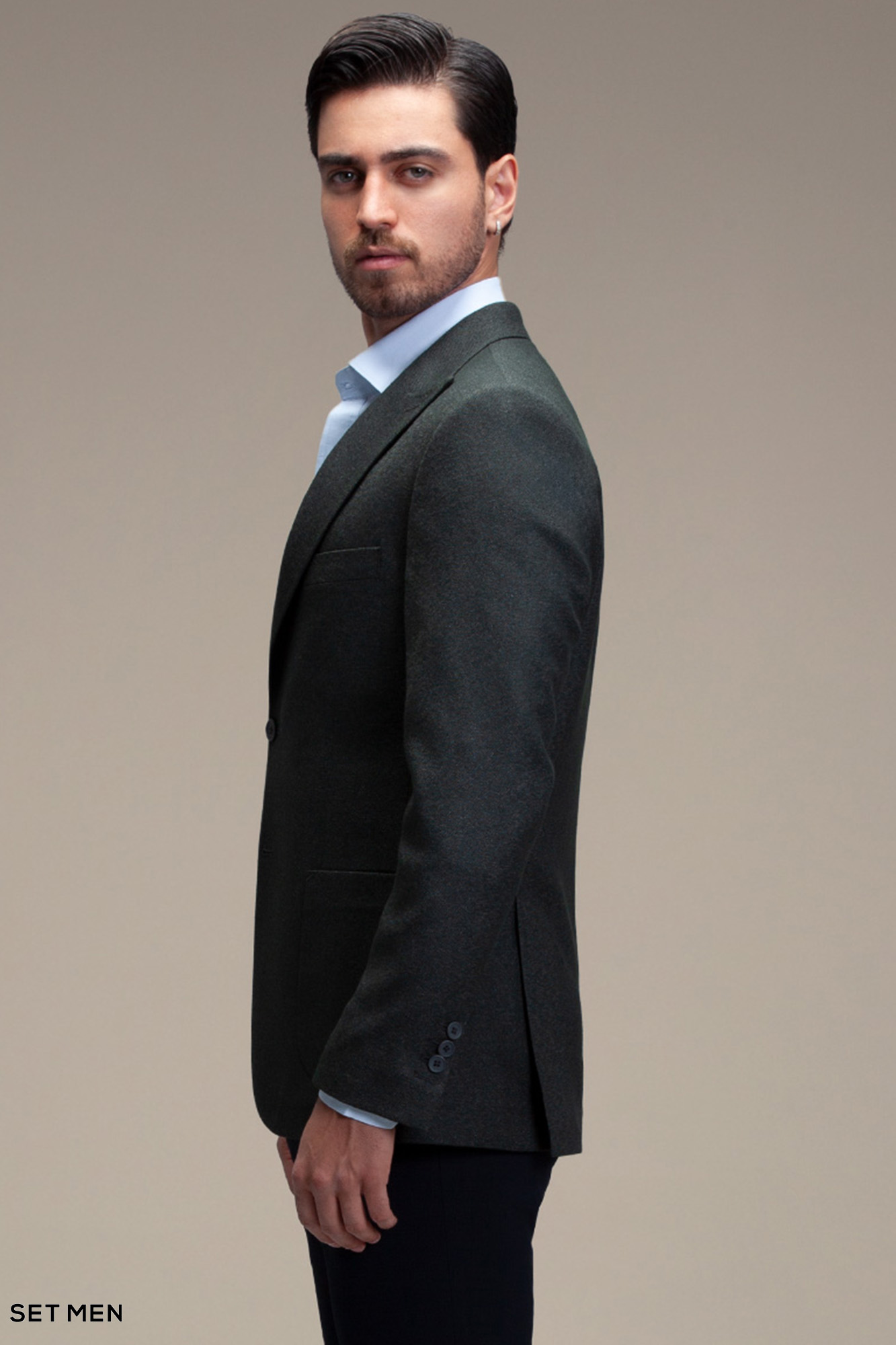 کت تک مردانه یقه بلیزر نیم آستر دودکمه دوچاک
