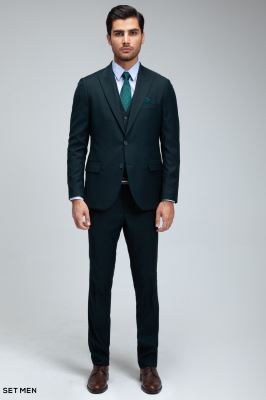 کت و شلوار مردانه سه تکه یقه بلیزر دو دکمه دو چاک