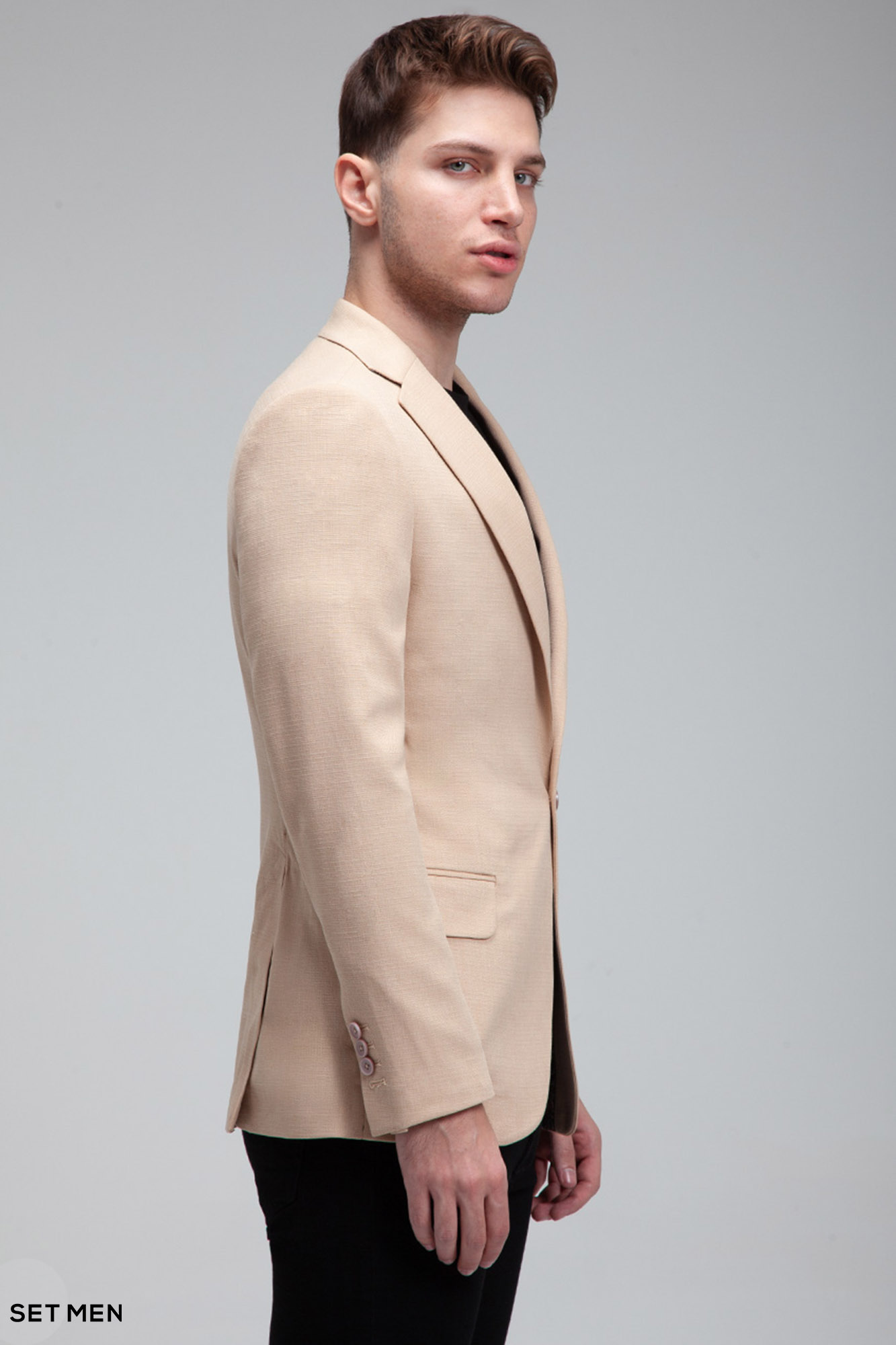 کت تک مردانه نیم آستر یقه انگلیسی تک دکمه دو چاک