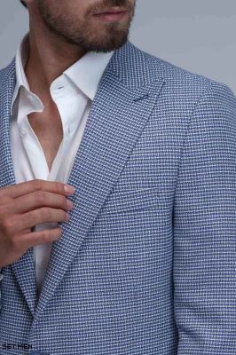 کت تک مردانه یقه بلیزر نیم آستر تک دکمه دوچاک