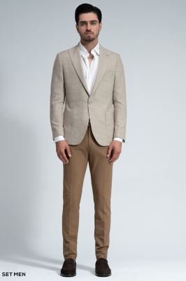 کت تک مردانه یقه بلیزر نیم آستر تک دکمه دوچاک