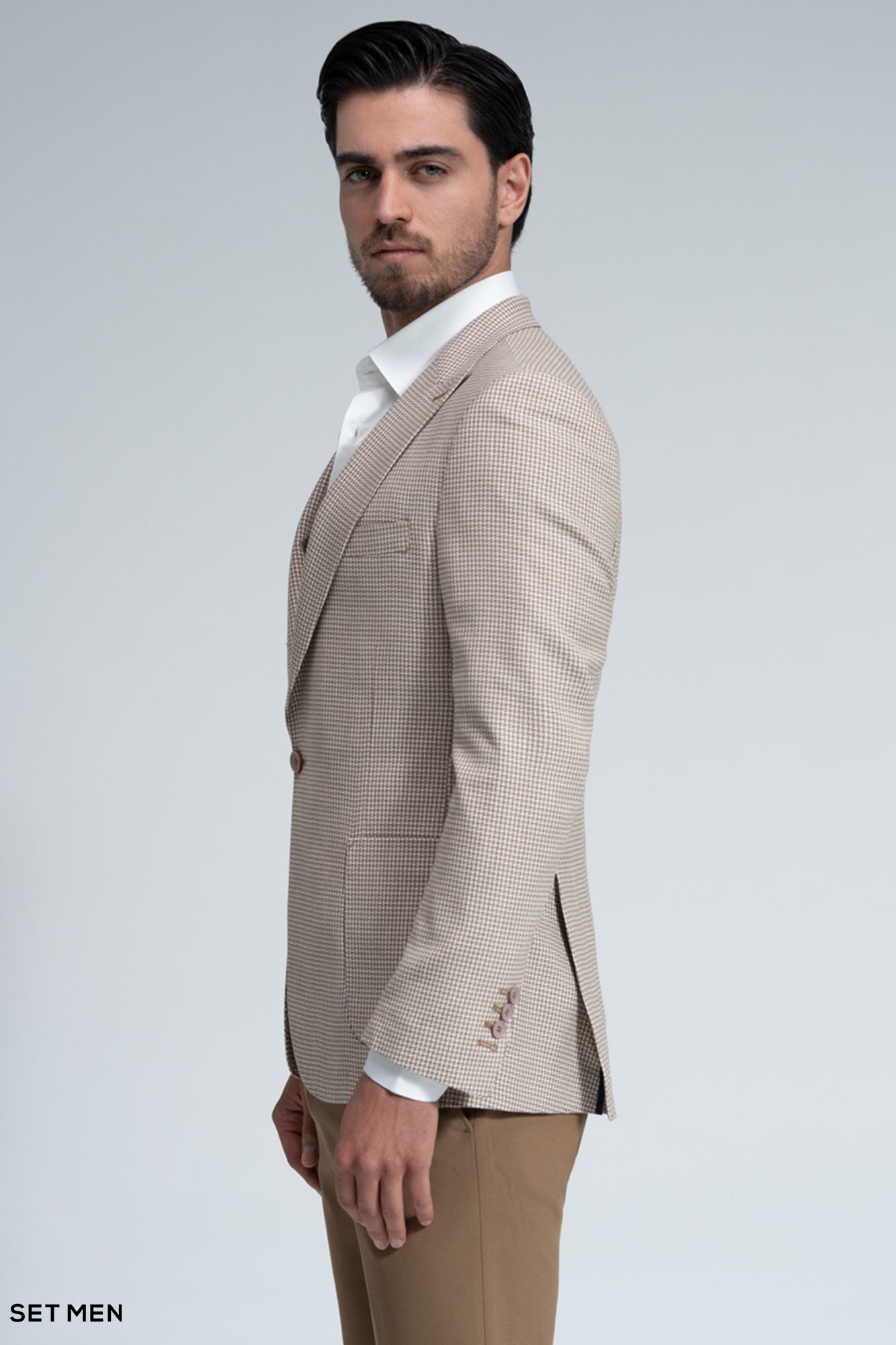 کت تک مردانه یقه بلیزر نیم آستر تک دکمه دوچاک