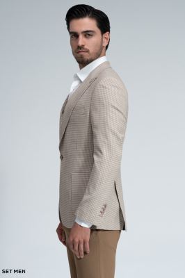 کت تک مردانه یقه بلیزر نیم آستر تک دکمه دوچاک