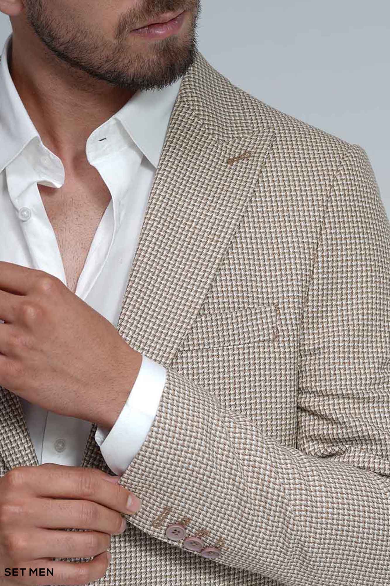 کت تک مردانه یقه بلیزر نیم آستر تک دکمه دوچاک