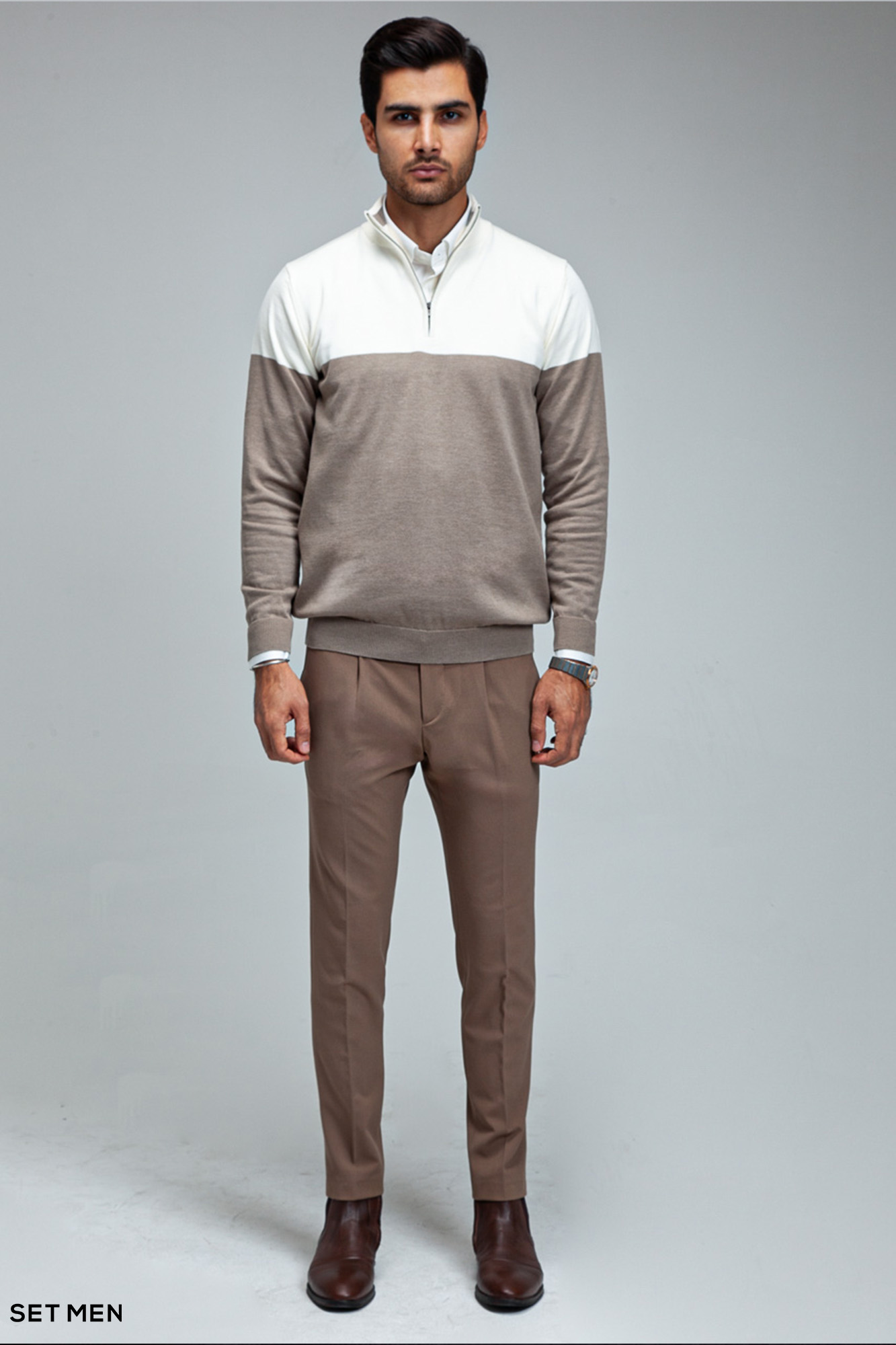 بافت  نیم زیپ دو رنگ