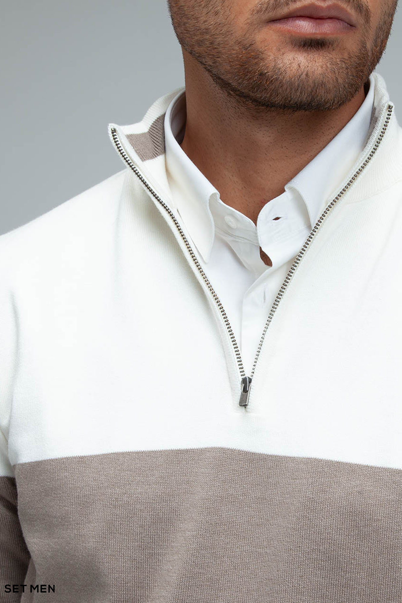 بافت  نیم زیپ دو رنگ