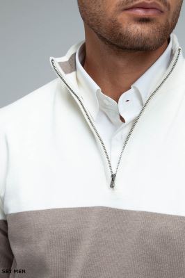 بافت  نیم زیپ دو رنگ