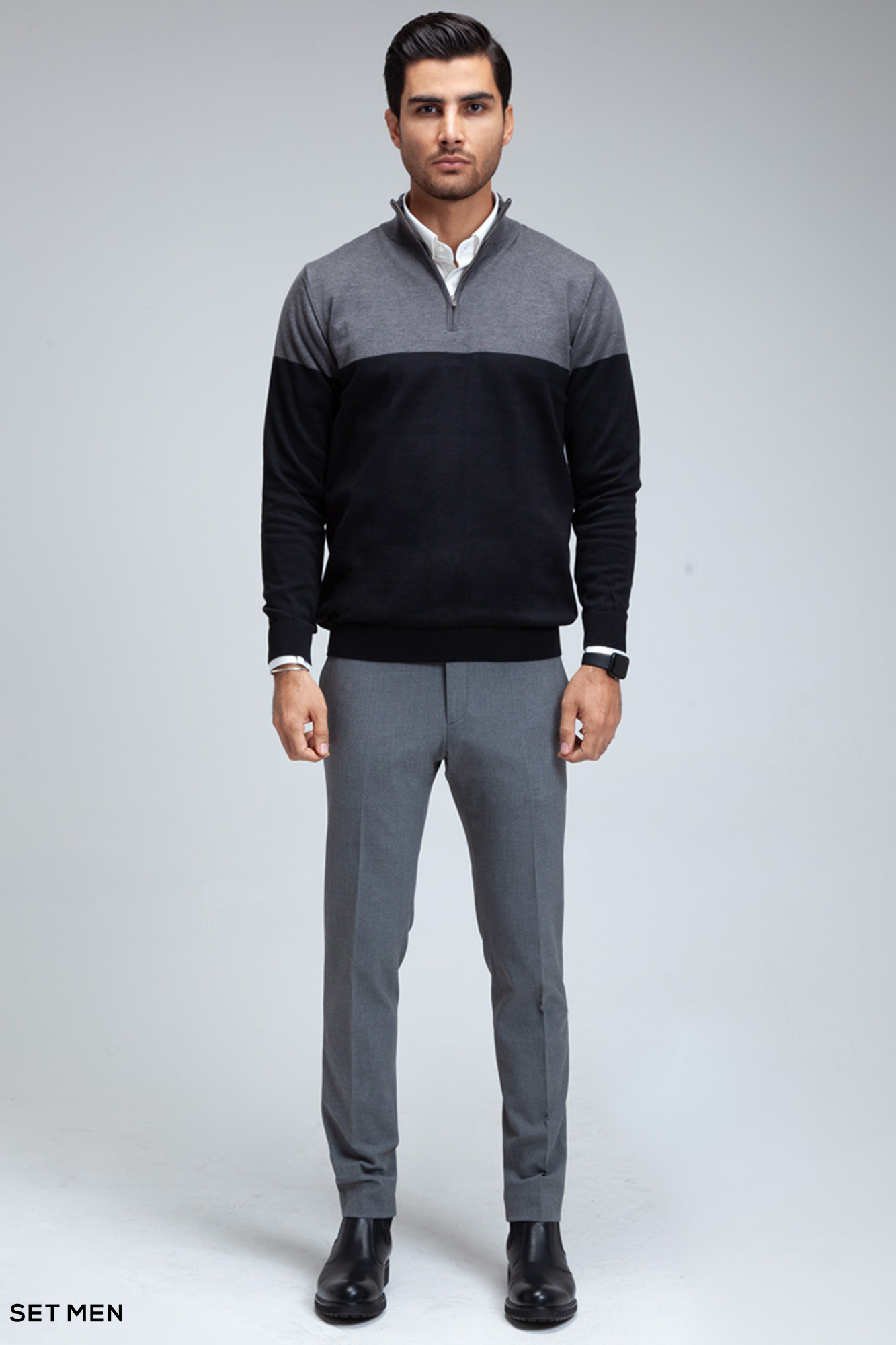 بافت  نیم زیپ دو رنگ