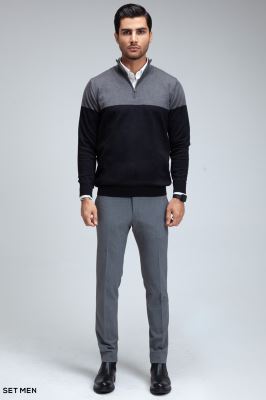 بافت  نیم زیپ دو رنگ