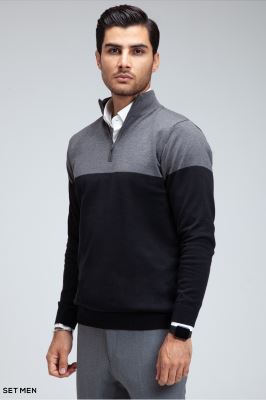 بافت  نیم زیپ دو رنگ