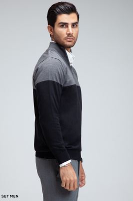 بافت  نیم زیپ دو رنگ