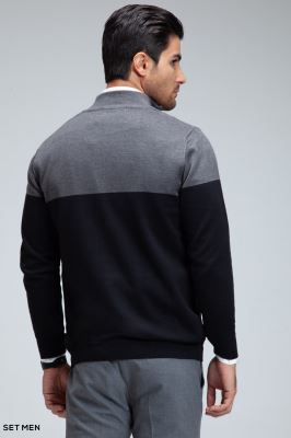 بافت  نیم زیپ دو رنگ